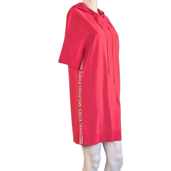 Michael Kors Coral Logo Tape Hoodie Dress - Picture 1 of 9